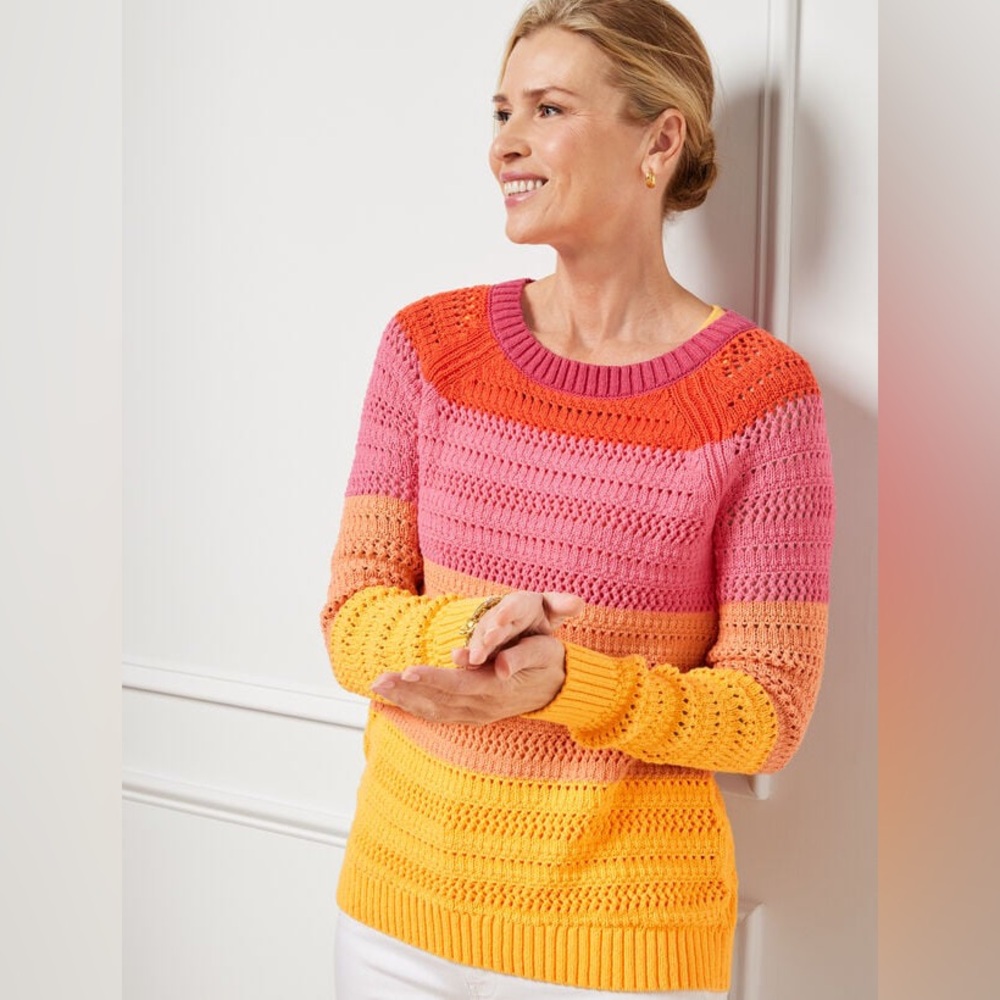 NWT Talbots Open Stitch Colorblock Sweater / Medium